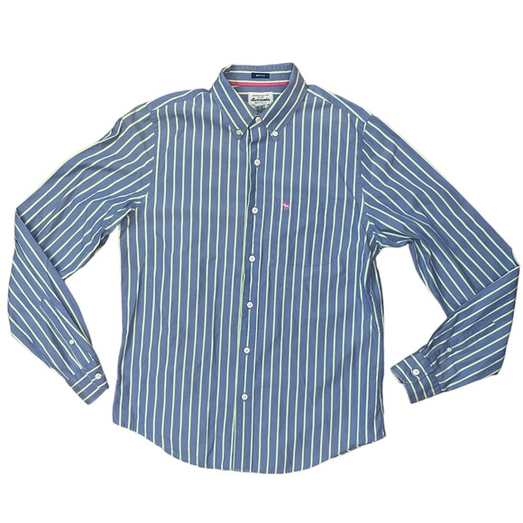 Abercrombie & Fitch Other - Abercrombie & Fitch Blue &‎ Green Striped Button Down Shirt Muscle Men's Size XL